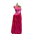 European and american cross-border women's fashion:  autumn new sleeveless asymmetrical neck slim-fit printed pleated elegant long dress