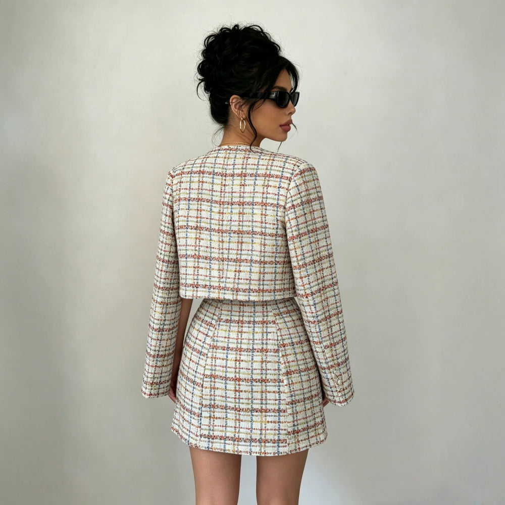 european and american cross-border chic women's clothing: new elegant chanel-style mini skirt dress two-piece set