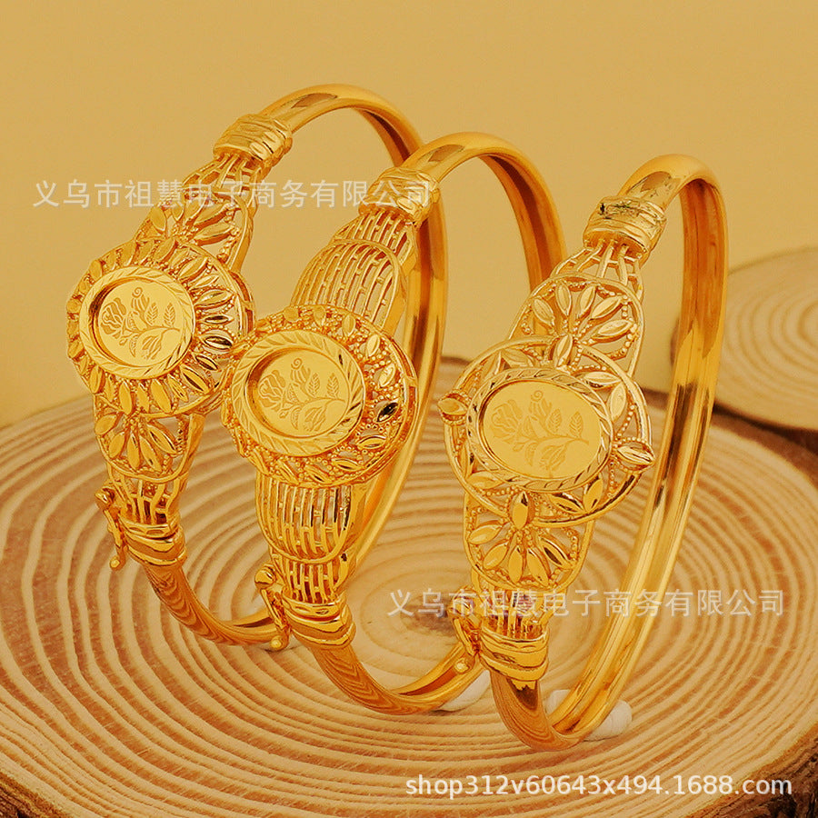 Trendy bohemian floral bangle bracelet, paired with a blooming high-end luxury bracelet as a bridal gift