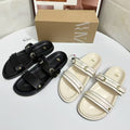 Za2025 summer new arrivals: women's double strap buckle round toe casual flat sandals