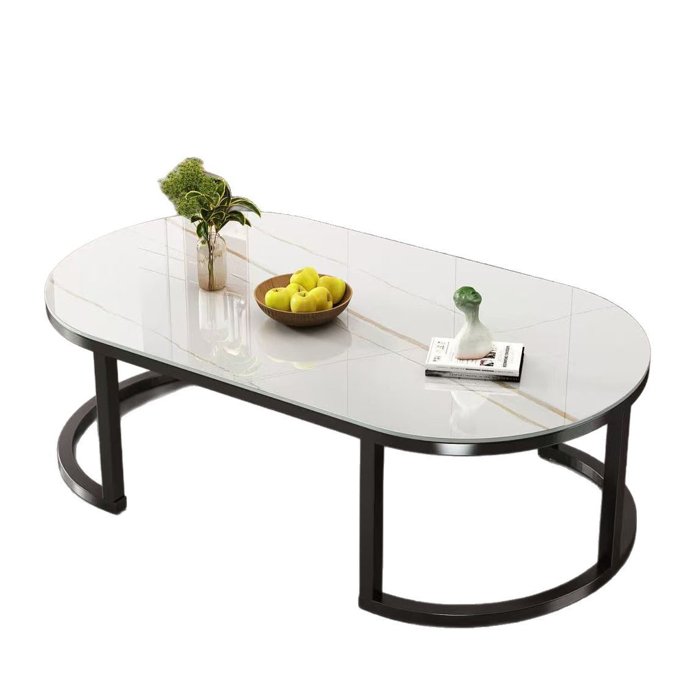 Thickened coffee table living room for home small apartmentaccessible luxury modern rock slab small table casual oval popularnordic coffee table