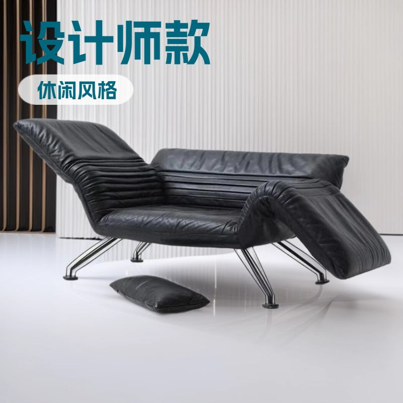 Italian desede leather casual chair, vintage-inspired folding airplane chair, armchair, single chair, sofa chair, recliner