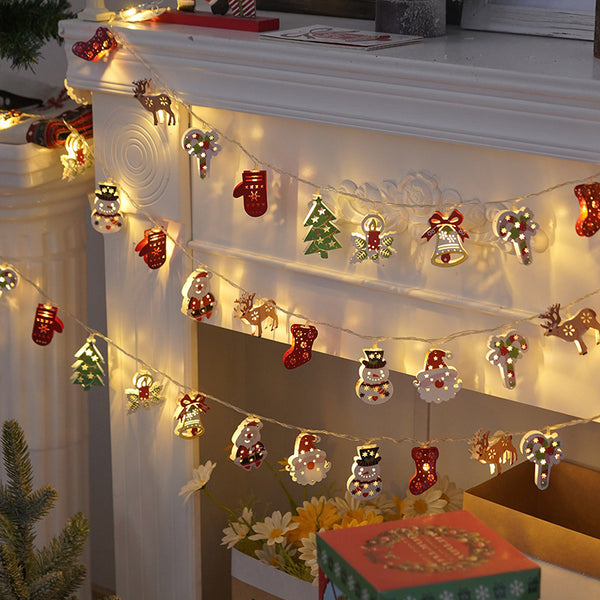 Santa Claus lighting led small light string Christmas lights wrought iron Christmas decorative lights Christmas tree light string