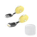 Kids' short-handled 316 stainless steel fork and spoon set - baby feeding utensils for training, fresh & cute design