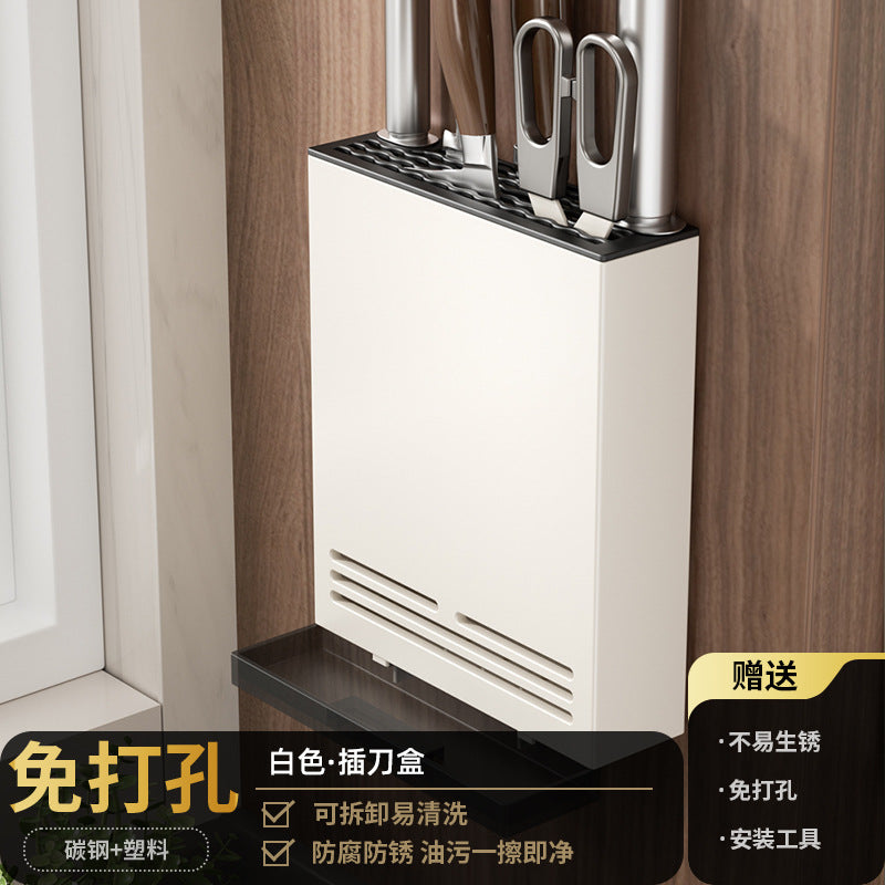 White kitchen rack No punching Wall-mounted multi-layer seasoning seasoning rack Kitchenware storage rack