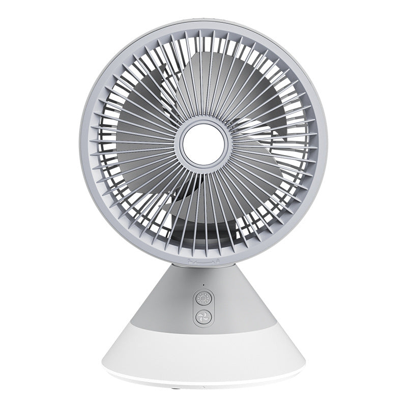 shaking head desktop electric fan for homeusb rechargeable small fan desktop high wind power light remote control circulation fan