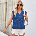 Ebay european and american cross-border women's spring and summer new arrival  independent station washed collarless denim vest vest tops