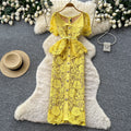 Classy sense of fragrance dress for women frenchelegance diamond-breasted silm lapel short-sleeved cut outlacedress