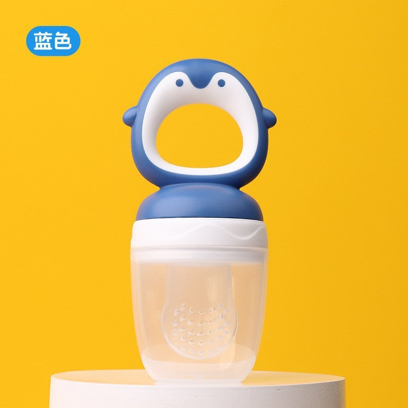 English card baby bite music fruit and vegetable music children's silicone pacifier penguin shape baby fruit complementary food bag factory