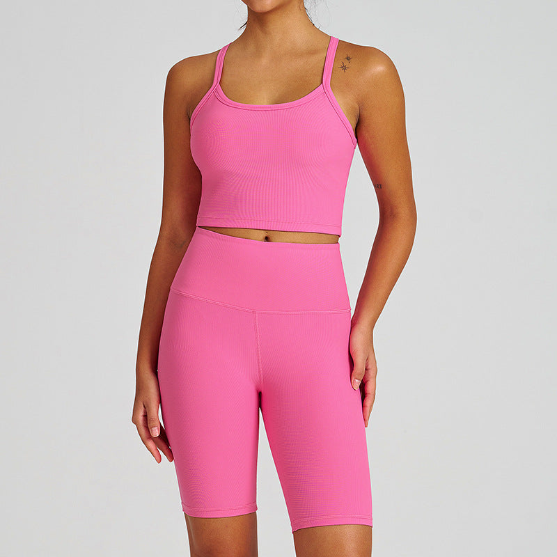 new arrival yoga clothes high waist hip lift tummy control slimming look sling beautiful back running sports intimates bra suit for women