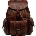 Hs original hand-burnished genuine leather backpack - vintage top grain vegetable-tanned cowhide rucksack for men and women - travel & laptop backpack