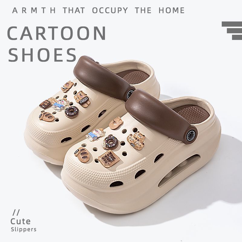 2025 new women's wedge platform clogs - summer outdoor wear, thick sole, two-wear style, chunky heel, non-slip beach sandals & slippers