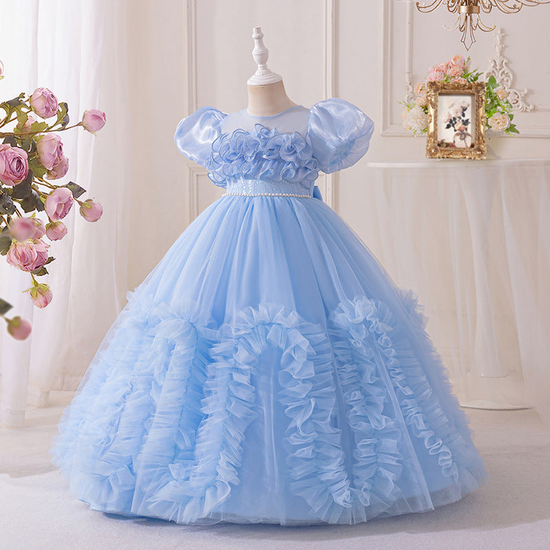 Flower girl dress cross-border export kids wedding dress princess dress longchildren'sdress wholesale evening dress fashion