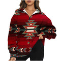 new european and american style  print top - women's half-zip pullover long sleeve sweatshirt