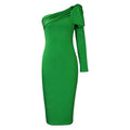 D318 european and american women's clothing independent station  fall and winternew arrivalfashionelegant silm slanted shoulder sexyexportdress