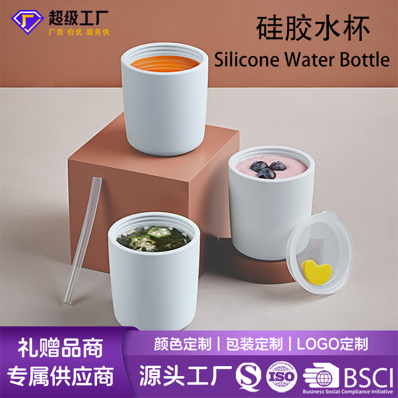 Customizable baby straw cup silicone training cup baby milk cup anti-fall 6 months+ infant drinking cup