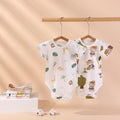 Baby short-sleeved one-piece jumpsuit summer thin khaki newborn pure cotton clothes triangle romper baby