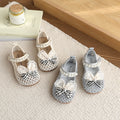 Girls' princess flats - bowknot, rhinestone & pearl embellished, fashionable & breathable sandals - perfect for school, performances & everyday wear (flat sole)