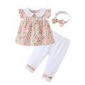 Girls' summer floral outfit: lightweight baby girl's peter pan collar flutter sleeve top and leggings set - sweet and adorable two-piece