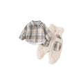 Baby outfit set: unisex romper overalls, infant autumn/winter warm two-piece set, trendy outing clothes