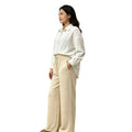 cross-border fashion women's casual comfortable versatile white long-sleeve shirt and casual pants set