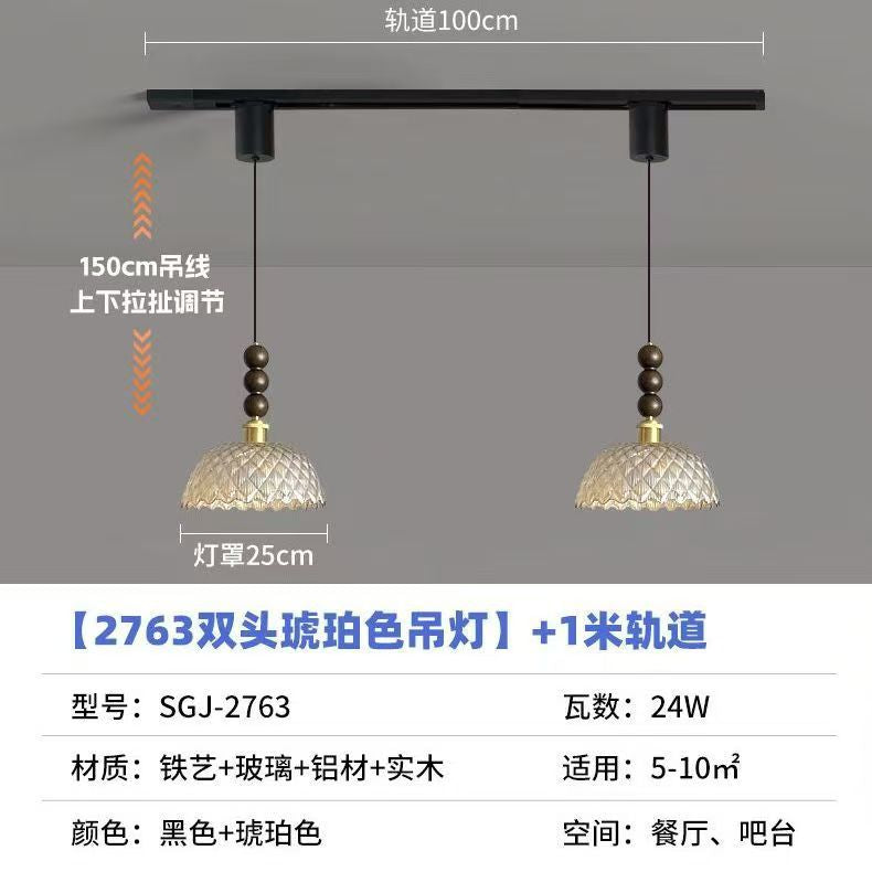 New arrival art french medieval style restaurant chandelier with fan adjustable magnetic track bar b&b creative chandelier