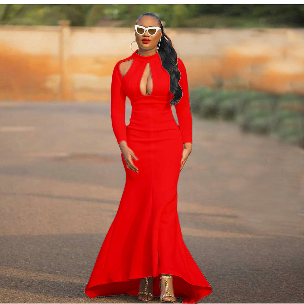 C8416   autumn new arrival women's plus size high waist sexy mermaid dress african maxi dress