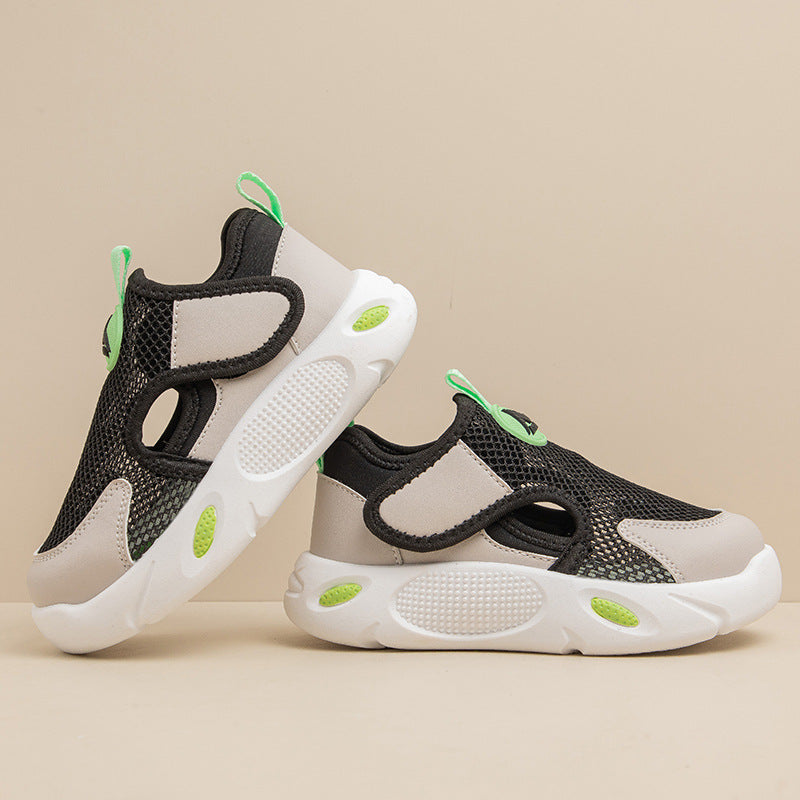 2025 summer new boys sandals thin children medium and older children mesh breathable boys sports single mesh shoes bag head