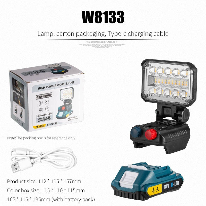 Cross-border new portable work floodlight USB charging large floodlight long battery life LED maintenance emergency lighting