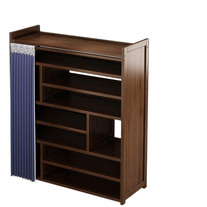 Simple shoe rack, multi-layer household entrance fully enclosed dormitory, solid wood provincial integrated storage rack dust-proof