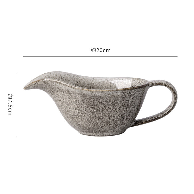 Simple retro practical ceramic sauce cup with handle - ideal for hotels, restaurants, western cuisine, creative steak sauces, and cooking sauces
