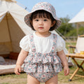 Newborn baby girl summer outfit: pastoral style princess romper - lightweight, two-piece look for outdoor wear