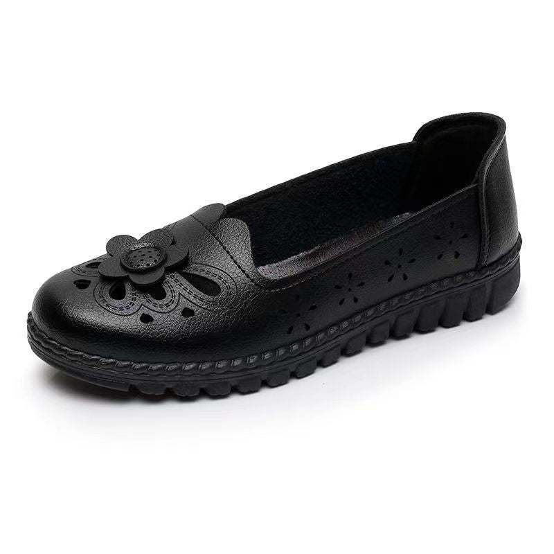 Soft leather soft bottom ladieswear shoes flatsabrasion resistantwaterproofbows work shoes wechat group purchase live broadcast one piece dropshipping