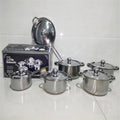 Wholesale stainless steel cookware set cross-border 12pcs cookware set household soup pot milk pot frying pan combination cookware pot