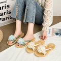 Sweet and stylish women's summer sandals, featuring a new mesh floral design, flip-flop style, flat sole, and non-slip beach shoes