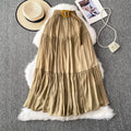 White midi skirt for women, summer  collection: petite-friendly, high-waisted, slimming, flowy, tiered cake skirt