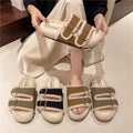 Winter warm lamb wool thick sole furry slippers women's outwear 2024autumnew arrival one strap fleece-lined cotton slippers