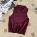 Korean chic summer french style sleeveless knit polo top - slim fit, versatile solid color tank top