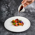 European-style creative art embossed display plate, steak plate, vintage-style pure white ceramic western dinner plate, dessert presentation plate