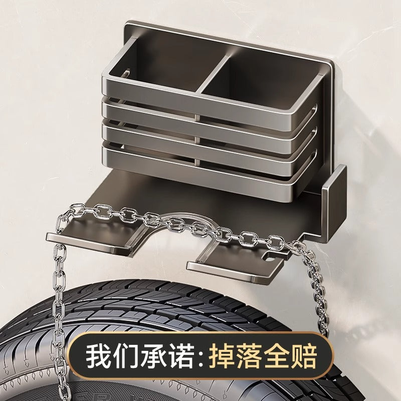 Gun gray toothbrush storage rack hair dryer all-in-one hair dryer punch-free bathroom wall-mounted bracket bathroom