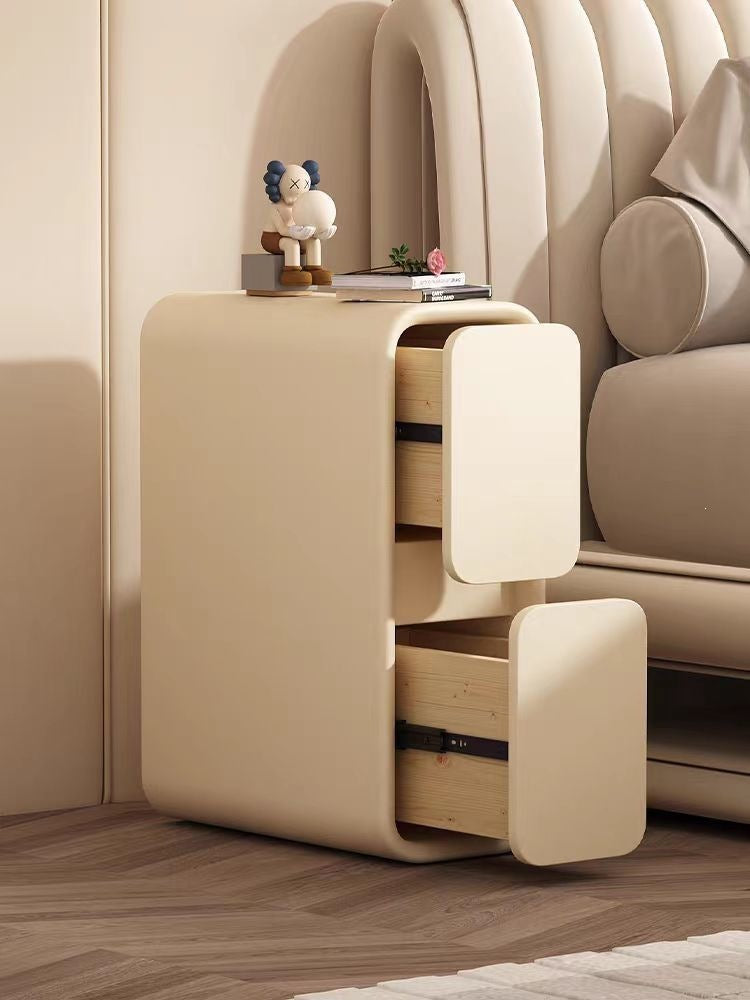 Cream bedside table, light luxury french solid wood, small, ultra-narrow, 20cm mini modern simple bedside