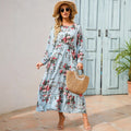 Shopee tk floral dress women's french round neck waist long light mature classysense slimming look cross-border early spring style