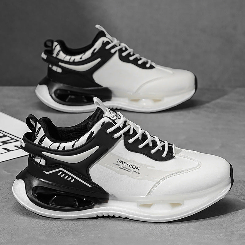 Men's 2026 spring new arrival: air cushion shock absorption, soft sole, height increasing, thickened high-top platform sneakers - trendy basketball shoes for men