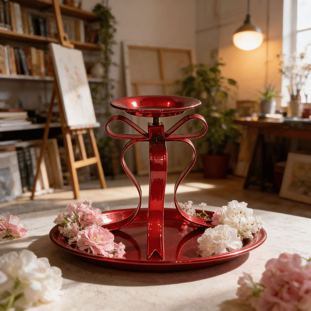 Red iron art candlestick base desktop ornament elegant nordic candle table decoration candlelight dinner props