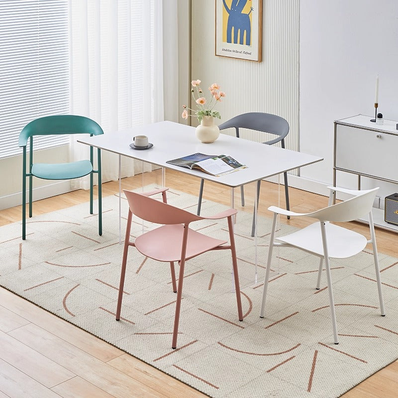 Dining chair - minimalist modern stackable backrest chair for home, nordic iron art armchair, cafe & bubble tea shop chair