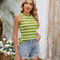 European and american cross-border e-commerce summer new arrivals:   retro striped hot girl slim-fit tank top knitwear for women