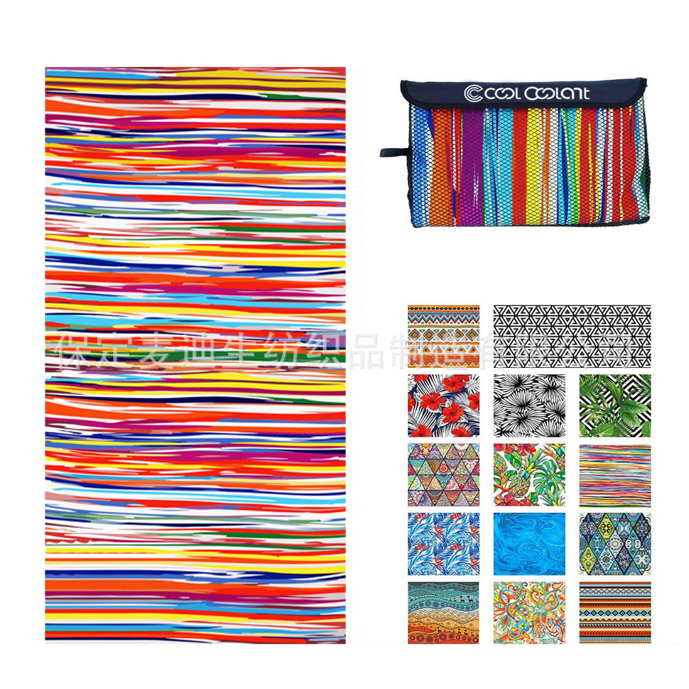 Factory wholesale full-page printed sand-free beach towel, soft, absorbent, quick-drying, mesh bag packaging, advertising cheerleading bath towel