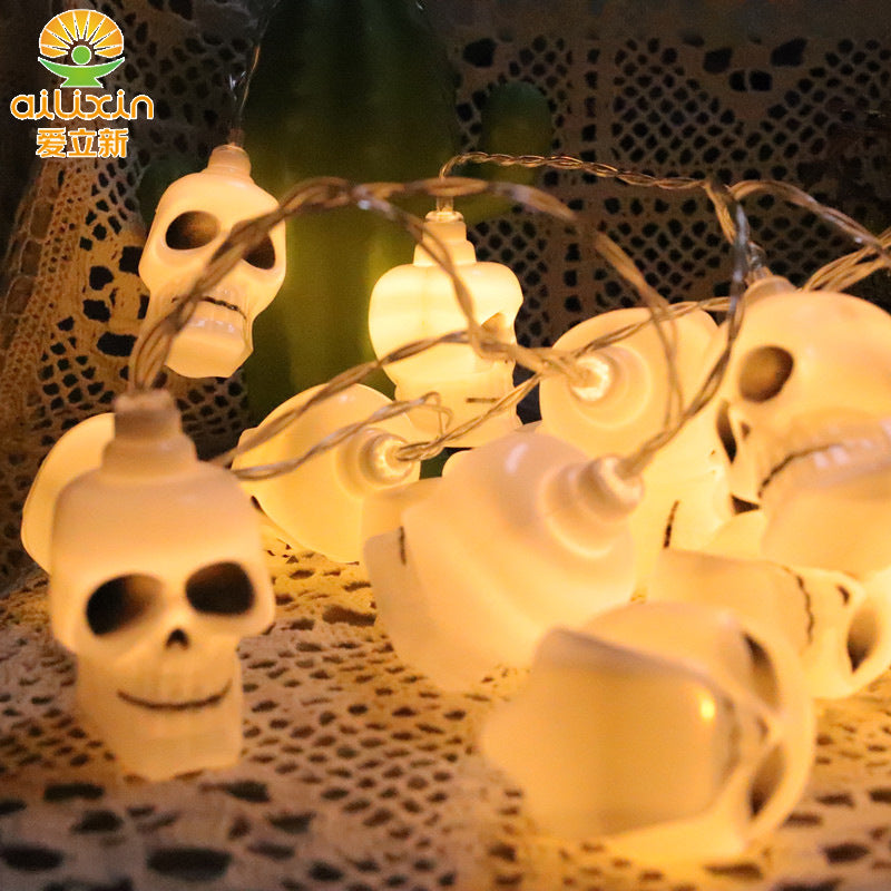 Cross-border LED Halloween battery box light string, Ghost Festival skull decorative light string outdoor party atmosphere lanterns