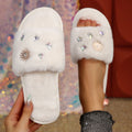 new arrivalfashionpopular rhinestone fur slippers women's fall and winter home thickenedheattech floor cotton slippers