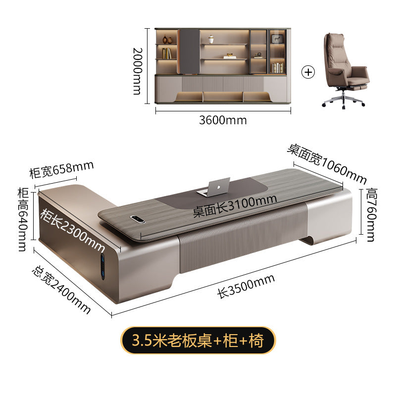 President's desk, executive desk, ceo desk, minimalist luxury chairman's office furniture, high-end office desk and chair set